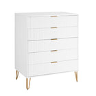 Manhattan Comfort - Dumbo commode moderne et commode haute à 5 tiroirs - blanc - ensemble de 2-Garantie limitée du fabricant de 30 jours