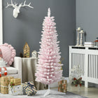 HOMCOM - Arbre de Noël artificiel crayon avec branches floquées de neige-Construction de charnière/conception de section pour une installation rapide  