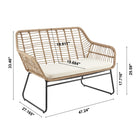 Manhattan Comfort - Ensemble de conversation moderne Antibes pour patio, 4 personnes, avec table basse - beige et crème - ensemble de 4-Dimensions de la table basse : 95 cm de longueur, 55 cm de profondeur, 42 cm de hauteur