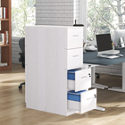 HOMCOM - Armoire de classement verticale à 4 tiroirs verrouillable - blanc-Patins de protection pour améliorer la protection du sol 