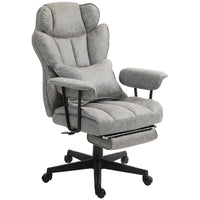 HOMCOM - Chaise de bureau grande taille à haut dossier avec repose-pieds - gris-Hauteur du siège réglable de 20,1 po-23,2 po pour un confort optimal