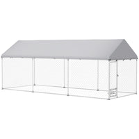 PawHut - enclos extérieur pour chien avec gamelles réglables et rotatives - 19,7 pi x 7,5 pi x 7,5 pi-Les tubes en métal galvanisé et le treillis en fil d’acier épais garantissent une solidité durable 