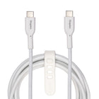 Staples - TECH Câble de chargement USB-C vers USB-C - 3,3 pi - 480Mbps - blanc-Câble tressé durable et anti-enchevêtrement testé pour résister à jusqu’à 5 000 torsions