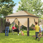 Outsunny - Gazébo pliant 11 pi l x 11 pi L avec double toit et sac de transport - Beige-Le toit double est ventilé pour éviter la sensation d’étouffement, tandis que les cordes d’ancrage assurent la stabilité par temps venteux
