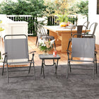 Outsunny - Ensemble bistro pliable avec dossier réglable, gris-Les fauteuils sont dotés d'un dossier réglable à deux niveaux, d'une assise large et d'accoudoirs incurvés 