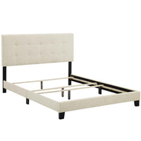 Modway - Amira Tissu rembourré Lit King, Beige-Cadre de lit à plateforme avec tête de lit