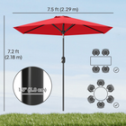 Outsunny - Parasol de patio avec 6 baleines - 7.5 pi - rouge bordeaux-L’aération sur le dessus aide à maintenir la stabilité par temps venteux