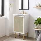 Modway - Chaucer 18" Vanette de salle de bain - Blanc blanc-Poignée d’armoire en métal