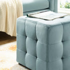 Modway - Contour Cube à touffes Performance Velvet Ottoman - Bleu clair-Tissu résistant aux taches durable