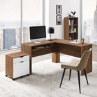 Modway - Envision Bois Ensemble de bureau et d’armoire à dossiers - Blanc noyer-Stratifié lisse à grain de bois