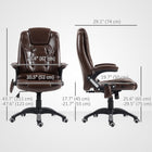 Vinsetto - Chaise de bureau de masse avec vibrations 6 points - brun foncé-Surface en cuir PU imperméable et facile d’entretien