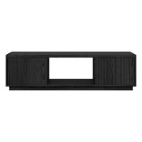 Hudson&Canal - Meuble TV Dorian pour téléviseurs jusqu'à 65 pouces - Grain noir-Un design contemporain moderne peut accueillir des téléviseurs jusqu'à 65 pouces pour votre espace de divertissement