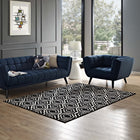 Modway - Frame Treillis marocain de transition Tapis de 5 pi l x 8 pi L - Noir et blanc-Tissage serré à poil bas