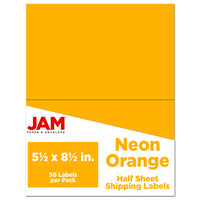 JAM Paper Étiquettes expédition, demi-feuilles, 5,5 x 8,5 po, orange néon, 50/paquet-Étiquettes d’expédition