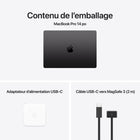 Apple - Portatif MacBook Pro 14 po - M4 Pro - 12 cœurs - SSD 512 Go - Mémoire unifiée 24 Go - Noir Infini - Français-Connectez absolument tout: MacBook Pro 14 po comprend trois ports Thunderbolt 5, un port de recharge MagSafe 3, une fente pour carte SDXC, un port HDMI et une prise pour écouteurs. Et il prend en charge jusqu’à deux moniteurs avec la puce M4 Pro