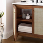 Modway - Soma 36" Vanette de salle de bain - Blanc noyer-Portes en rotin tissé