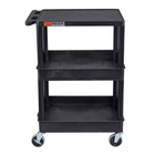 Luxor - Chariot utilitaire à trois plateaux (plat/cuvette) de 34" H Luxor ENDURA - 24" L x 18" P - noir-Construit avec des plateaux en polyéthylène haute densité 100 % recyclé pour une durabilité prolongée