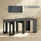 HOMCOM - Table à manger rectangulaire extensible 23,6 po-70,9 po pour 6-8 personnes - noir vieilli-Ces panneaux peuvent être placés sous la table lorsqu'ils ne sont pas utilisés 