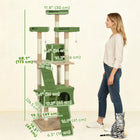 PawHut - Arbre à chat multi-niveaux 68 po H, avec poteaux à griffer, condo pour chat - vert-Poteau recouvert de corde en sisal résistante à l'usure pour répondre aux besoins de griffage et de toilettage de votre chat 