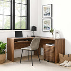 Modway - Render Bois Ensemble de bureau et d’armoire à dossiers - Noyer-Construction en panneaux de particules et MDF