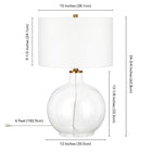 Hudson&Canal - Lampe de table Laelia 63 cm de haut avec abat-jour en tissu - Verre transparent/laiton/blanc-Dimensions du produit : 15" L x 15" l x 24" H