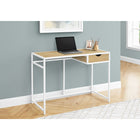 Monarch Specialties - 7575 Bureau 42 po - Naturel/Metal Blanc-Le cadre en métal élancé au fini blanc offre une stabilité et contraste avec les panneaux stratifiés faux bois naturel