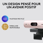 Logitech - Brio 500 Webcam HD avec Expo Auto, Cadrage Auto- Rose-Deux microphones à reduction de bruit : Votre voix reste claire dans les milieux bruyants grâce aux micros anti-bruit de fond qui filtrent les bruits de fond pendant les appels