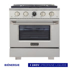 Kucht - 30 po Série KXP Cuisinière double énergie Propane - Acier inoxydable-Cuisinez et faites cuire comme un professionnel grâce au four à convection extra-large de 4,2 pi³, doté de cinq positions de grille et d’une fenêtre de four surdimensionnée