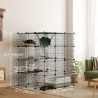 PawHut - Cage pour chat d’intérieur 4 niveaux DIY pour 1 à 3 chats avec portes et hamac-63 panneaux personnalisables permettent de créer des formes et tailles de cage sur mesure 