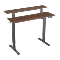 Uplite - Bureau debout à hauteur réglable électrique à moteur unique avec étagère - Brun-Ce bureau assis-debout électrique contribue à améliorer votre style de travail. Le contrôle facile de haut en bas permet un réglage de la hauteur de 28,4" à 46,5"/72 à 118 cm, permettant un passage sans effort de la position de travail assise à la position debout