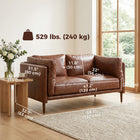 HOMCOM - Canapé d’amour 59 po en cuir PU avec assise large - brun-Le cuir PU marron et les pieds effilés en bois d'hévéa apportent un style mi-siècle à votre pièce   