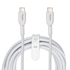 Staples - TECH Câble de chargement USB-C vers USB-C - 9,8 pi - blanc-Câble tressé durable et anti-enchevêtrement testé pour résister à jusqu’à 5 000 torsions