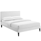Modway - Phoebe Vinyle Lit à plateforme complet avec pieds carrés effilés, Blanc-Cadre en bois / panneau en particules