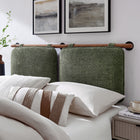 Modway - Anela Fixé au mur Chenille recouverte Tête de lit King Size, Noyer sauge-Sangles velcro
