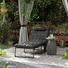 Outsunny - Chaise de bronzage pliante - chaise longue avec auvent - gris foncé-Siège en tissu Oxford 600D avec double cordons élastiques pour un confort exceptionnel