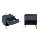 Manhattan Comfort - Dumbo table de chevet moderne 1 tiroir et commode 3 tiroirs - bleu minuit - ensemble de 2-Pieds en métal doré élégants évasés ajoutant un design mode sans couture et de la durabilité Hauteur des pieds : 18,6 cm