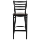 Flash Furniture – Tabouret bistro HERCULES en métal, dossier à traverses, noir, siège en noyer (XUDG697BBARWAW)-Assemblage soudé