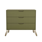 Manhattan Comfort - Commode Avira 35" style Mid-Century Modern à 3 tiroirs - Vert olive-Commode à trois tiroirs aux lignes épurées avec une finition en stratifié doux pour un aspect moderne et chaleureux