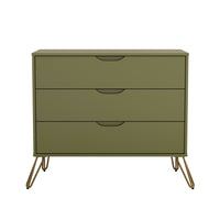 Manhattan Comfort - Commode Avira 35" style Mid-Century Modern à 3 tiroirs - Vert olive-Commode à trois tiroirs aux lignes épurées avec une finition en stratifié doux pour un aspect moderne et chaleureux