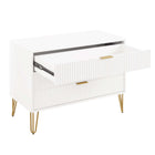 Manhattan Comfort - Dumbo table de chevet moderne à 2 tiroirs et commode à 3 tiroirs - blanc - ensemble de 2-Assemblage « Snap It » Comprend des rainures internes de haute qualité pour un assemblage simple, sans outils requis