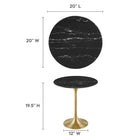 Modway - Lippa Rond de 20 po Faux marbre Table d’appoint - Or Noir-Table en marbre artificiel