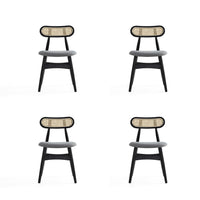 Manhattan Comfort - Lot de 4 chaises de salle à manger Colbert 44,5 cm style industriel chic, rembourrées, noir et gris-Chaise de salle à manger moderne style industriel chic en rotin parfaite pour la salle à manger lot de 4