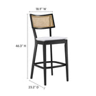 Modway - Caledonia Tabourets de bar - Noir Blanc - Ensemble de 2-Cadre en bois d’orme