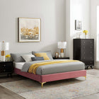 Modway - Sutton Performance Velvet Cadre de lit complet, Rose poussiéreuse-Assemblée requise