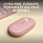 Logitech - Pebble Mouse 2 M350s fine sans fil Bluetooth, portable, légère, boutons personnalisables - Rose-Sortez de l’ordinaire, soyez nomade: la souris Pebble Mouse 2 M350s en plastique recyclé présente un design rond et minimaliste. Elle est fine, légère et portable
