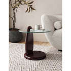 Manhattan Comfort - Table d’appoint moderne glamour Artesia 19,68 po - Noyer foncé-Plateau de table en verre trempé élégant et robuste