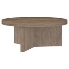 Hudson&Canal - Table basse ron Holm 91 cm de largeur - Chêne gris vieilli-Le plateau de table a une capacité de poids de 60 lb