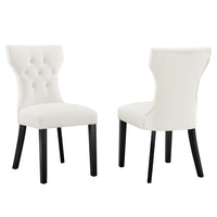 Modway - Silhouette Performance Velvet Chaises de salle à manger Ensemble de 2 - Blanc-Cadre en bois massif