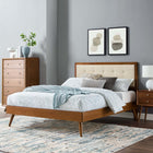 Modway - Willow Bois Lit à plateforme queen avec pieds écartés, Noyer beige-Rubberwood Legs