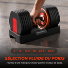 MotionGrey - Ensemble  de 2 haltères réglables V2 avec cadrans de réglage rapide et bases de rangement - 5 à 26,5 lb-La conception réglable remplace plusieurs haltères fixes et réduit l’espace de rangement nécessaire
